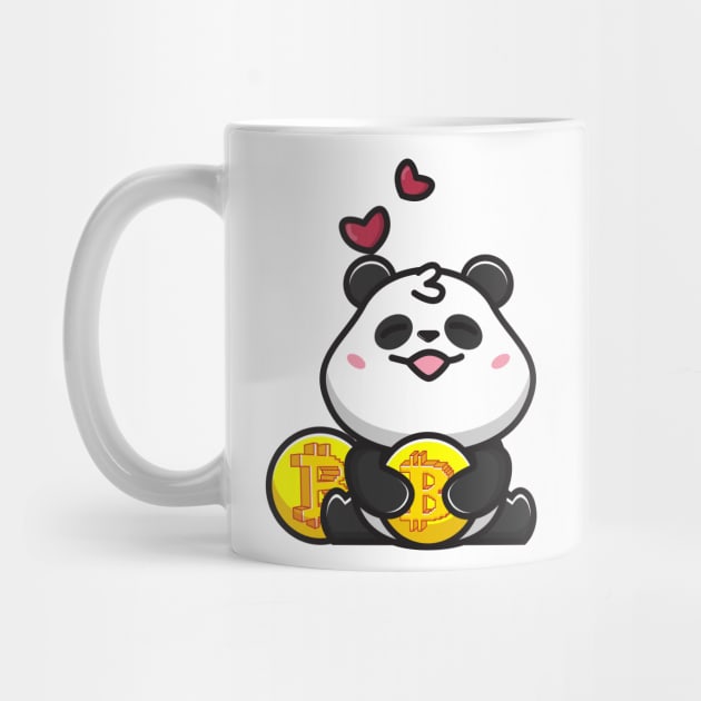 panda huging bitcoin by fflat hds